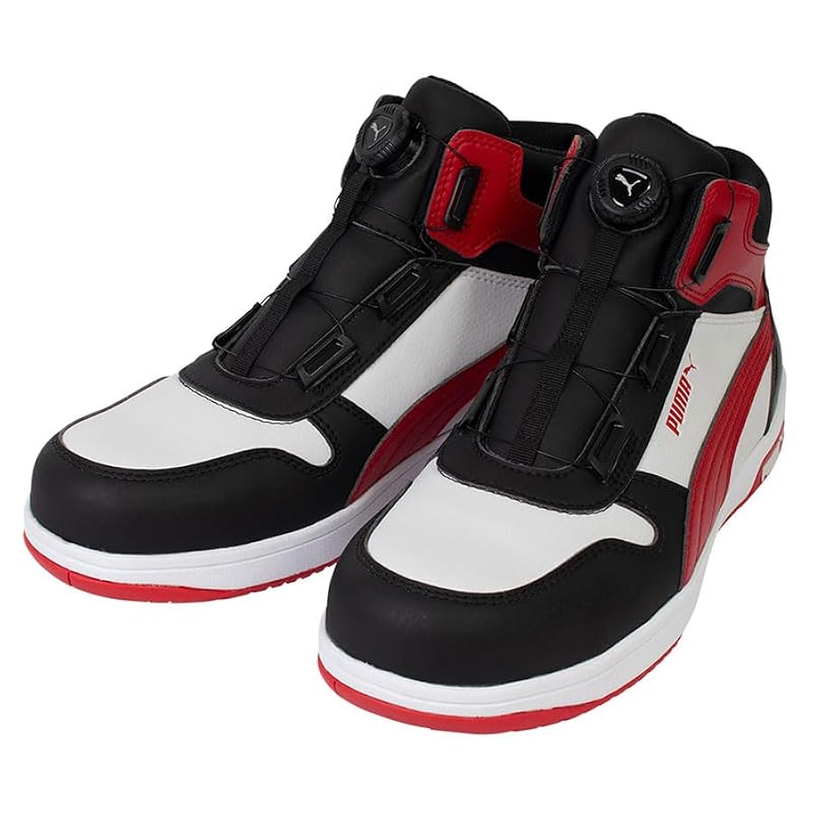 プーマ安全靴#63.212 27.0cmフロントコートブラック＆ホワイト＆レッド 楽天市場】PUMA FRONTCOURT BWR DISC MID フロントコート